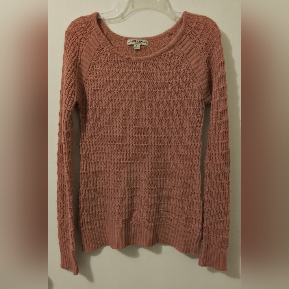 Love Change Italy Sweater Women Size Large Rose Pink Loose Ribbed Knit Boat Neck